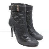 Burberry Brit Beverley 100 Ankle Boots Black Quilted Leather & Rubber Size 37
