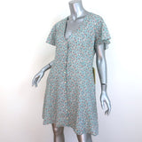 Trovata Birds of Paradis Button-Up Dress Blue/White Floral Print Size Medium NEW