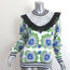 Rodarte Ruffled Lace Yoke Sweatshirt White/Blue Floral Print Size Extra Small