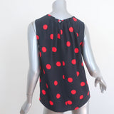 Michael Kors Collection Polka Dot Blouse Navy/Red Size 4 Sleeveless Top NEW