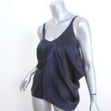 Helmut Lang Draped Silk Tank Top Navy Dry Charmeuse Size Small