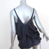 Helmut Lang Draped Silk Tank Top Navy Dry Charmeuse Size Small