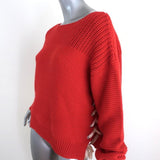 360 Sweater Emilia Red Cotton Knit Size Medium Lace-Up Side Pullover NEW - Celebrity Owned