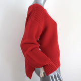 360 Sweater Emilia Red Cotton Knit Size Medium Lace-Up Side Pullover NEW - Celebrity Owned
