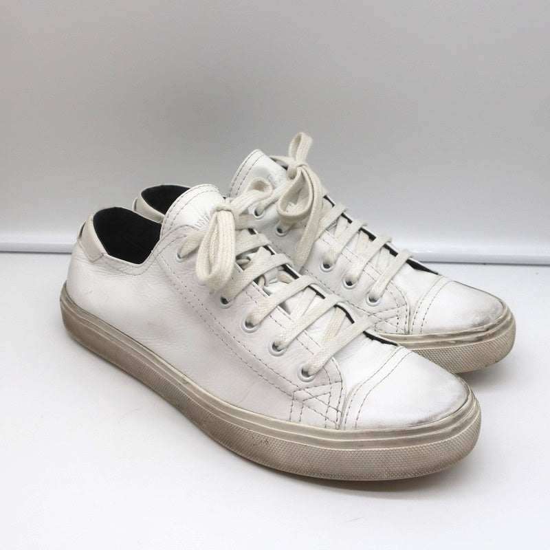 Saint Laurent Cap Toe Low Top Sneakers White Leather Size 40.5