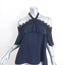 Alice + Olivia Off the Shoulder Halter Top Alyssa Navy Lace-Trim Size Medium