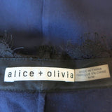 Alice + Olivia Off the Shoulder Halter Top Alyssa Navy Lace-Trim Size Medium