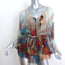 Catherine Malandrino Tie Waist Blouse Printed Chiffon Size 4 Batwing Top