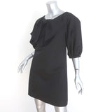 Giambattista Valli Bow Dress Black Wool-Silk Crepe Size 42 Puff Sleeve Mini