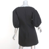 Giambattista Valli Bow Dress Black Wool-Silk Crepe Size 42 Puff Sleeve Mini