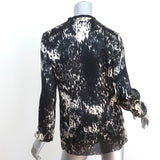Lanvin Alber Elbaz Blouse Black Animal Print Silk Size 38 Long Sleeve Top