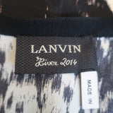 Lanvin Alber Elbaz Blouse Black Animal Print Silk Size 38 Long Sleeve Top