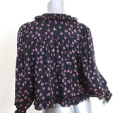 Magda Butrym Ruffle Blouse Toluca Black Floral Print Size US 4 Long Sleeve Top