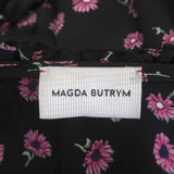 Magda Butrym Ruffle Blouse Toluca Black Floral Print Size US 4 Long Sleeve Top