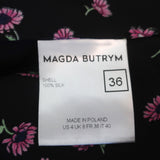 Magda Butrym Ruffle Blouse Toluca Black Floral Print Size US 4 Long Sleeve Top