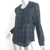 Isabel Marant Etoile Henley Shirt Navy/Green Plaid Size 40 Long Sleeve Top