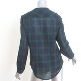 Isabel Marant Etoile Henley Shirt Navy/Green Plaid Size 40 Long Sleeve Top