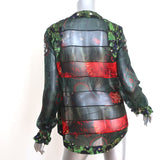 Givenchy Jacket Black Paneled Floral Print Silk Chiffon Size 38