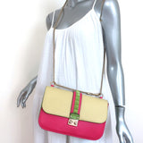 Valentino Glam Lock Rockstud Medium Flap Bag Green & Pink Leather Crossbody