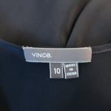 Vince Henley Blouse Navy Silk Size 10 Long Sleeve Top