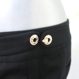 Gucci 2006 Crystal Clasp-Embellished Pants Black Stretch Wool Size 42