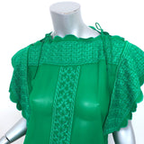 Isabel Marant Etoile Blouse Audrina Green Embroidered Crepe Size 36