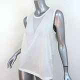 J Brand Sleeveless Top White Sheer-Paneled Cotton Blend Size Large