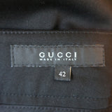 Gucci 2006 Crystal Clasp-Embellished Pants Black Stretch Wool Size 42