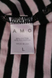 AMO Classic Striped Tee Pink/Black Size Large Short Sleeve T-Shirt Top available at CelebrityOwned.com img_7