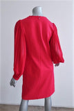 Gucci Pleated-Sleeve Shift Dress Magenta Silk & Stretch Crepe Size Medium available at CelebrityOwned.com img_4