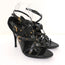 Gucci Sandals Black Studded Leather Size 7.5 Crisscross Slingback Heels