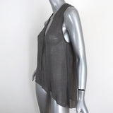 HELMUT Helmut Lang Top Breeze Gray Crinkled Chiffon Size Small Sleeveless Blouse available at CelebrityOwned.com img_3