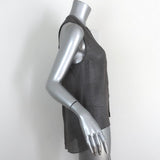 HELMUT Helmut Lang Top Breeze Gray Crinkled Chiffon Size Small Sleeveless Blouse available at CelebrityOwned.com img_4