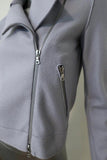 Harris Wharf London Biker Jacket Light Blue Wool Felt Size 40 available at CelebrityOwned.com img_4