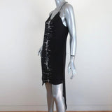 Haute Hippie Asymmetrical Dress Black Vertebrae Print Silk Size Extra Small available at CelebrityOwned.com img_3