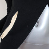 Helmut Lang Sugar Cropped Jacket Black/Cream Leather-Trim Crepe Size 0 available at CelebrityOwned.com img_2
