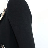 Helmut Lang Sugar Cropped Jacket Black/Cream Leather-Trim Crepe Size 0 available at CelebrityOwned.com img_5