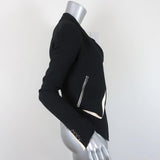 Helmut Lang Sugar Cropped Jacket Black/Cream Leather-Trim Crepe Size 0 available at CelebrityOwned.com img_6