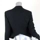 Helmut Lang Sugar Cropped Jacket Black/Cream Leather-Trim Crepe Size 0 available at CelebrityOwned.com img_7
