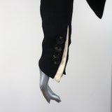 Helmut Lang Sugar Cropped Jacket Black/Cream Leather-Trim Crepe Size 0 available at CelebrityOwned.com img_8