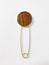 Hillier Bartley Tiger's Eye Round Safety Pin Brooch 24k Gold-Plated Brass