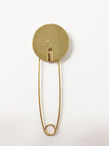 Hillier Bartley Tiger's Eye Round Safety Pin Brooch 24k Gold-Plated Brass available at CelebrityOwned.com img_2