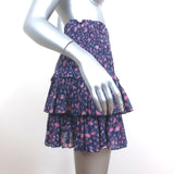 Isabel Marant Etoile Naomi Smocked Mini Skirt Purple Floral Print Cotton Size 40