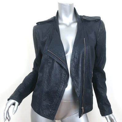 Theyskens' Theory Jose Leather Biker Jacket Navy Size Large