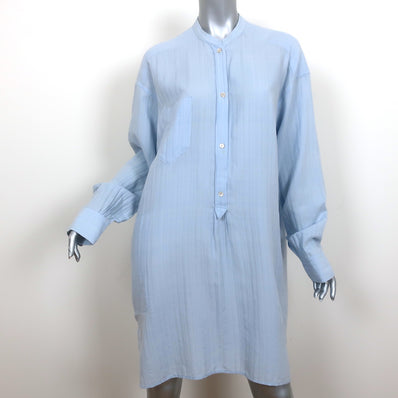 Isabel Marant Etoile Long Sleeve Shirtdress Light Blue Tonal Stripe Size 38