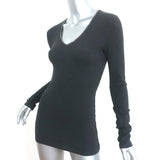 Brunello Cucinelli Monili Trim V-Neck Long Sleeve Top Charcoal Size Medium