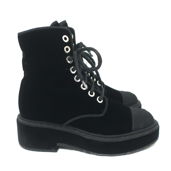 Black velvet cheap combat boots