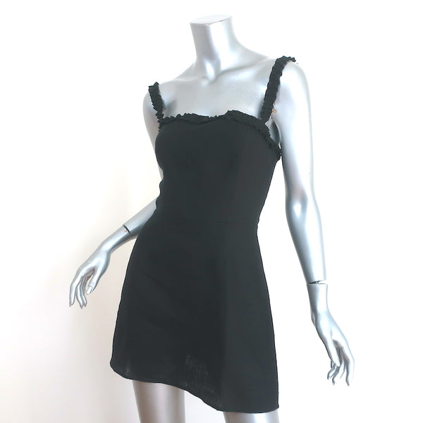 Louis Vuitton Bow Strap Mini Dress Black Crepe Size 36 Sleeveless Sheath