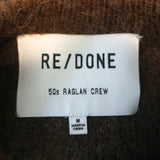 RE/DONE 50s Raglan Crew Sweater Brown Fair Isle Wool-Alpaca Size Medium