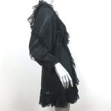 Ulla Johnson Ruffle Mini Dress Presley Black Polka Dot Cotton-Blend Size 4